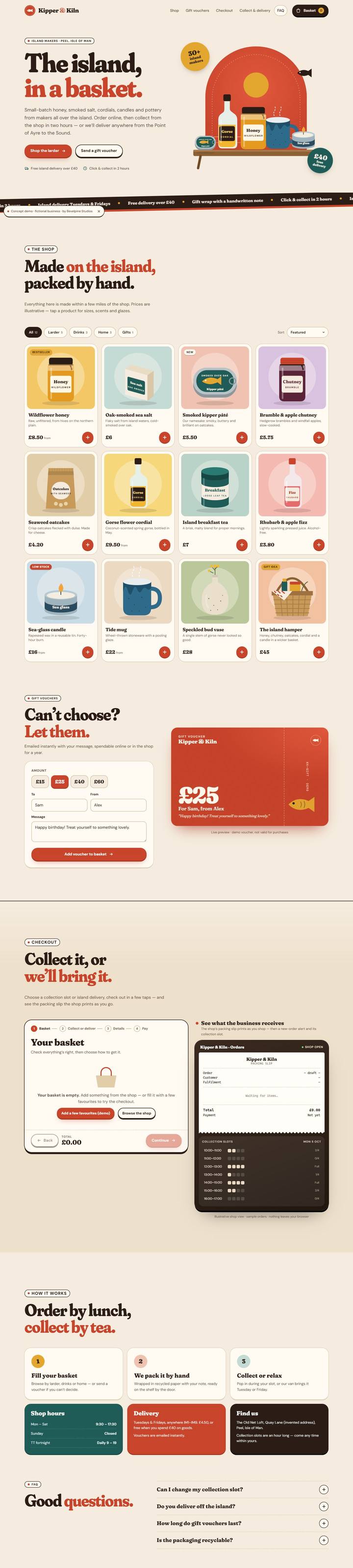 Concept local shop website with click-and-collect